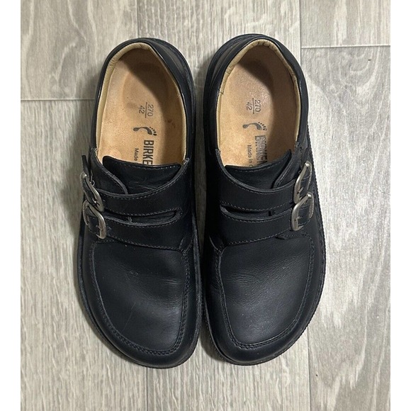 Birkenstock Black Slip-On Loafers with Silver Buckles - Picture 4 of 8